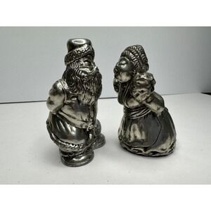 Kirk Stieff Pewter Salt & Pepper Shakers Set Santa Claus Mrs. Claus Kissing